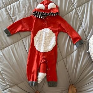 Baby fox costume, orange with attached tale and hood with ears, size 100